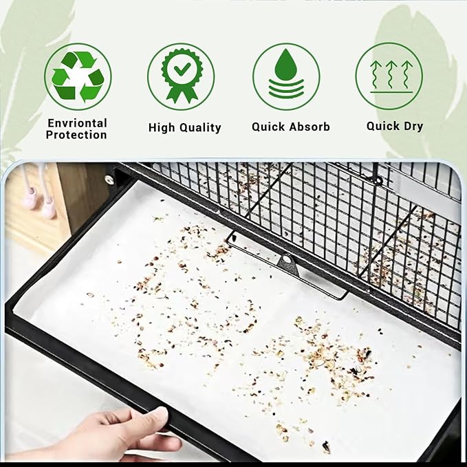 ZIQON 120 Pcs Bird Cage Liner Papers Big Size Cage Paper Liners Disposable Cage Paper Liners Precut Absorbent Cushion Pad Mat Accessories for Pet Bird Parrot (White, 12.2×8.2 inch)