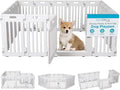 BIRDROCK HOME Dog Playpen w/Door, 16 Panel, 25.6in H | Strong Plastic, Non-Slip Puppy Playpen, Secure Pet Gate | Indoor Outdoor Fence | Configurable Panels | Medium to Large Pets - White