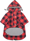 Dog rain Coat Waterproof Raincoat Puppy Jacket with Legs Buttons Zipper Hood Drawstring Fit for Yorkie Terrier Schnauzer Poodle Border Collie Labrador Golden Retriever 8lbs to 80lbs Red XS
