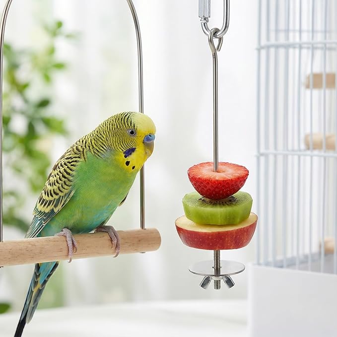 3 Pcs Bird Cage Food Holder, Stainless Steel Bird Foraging Toys, Birds Foraging Toys for Parakeets, Budgies, Macaws (3 Sizes)
