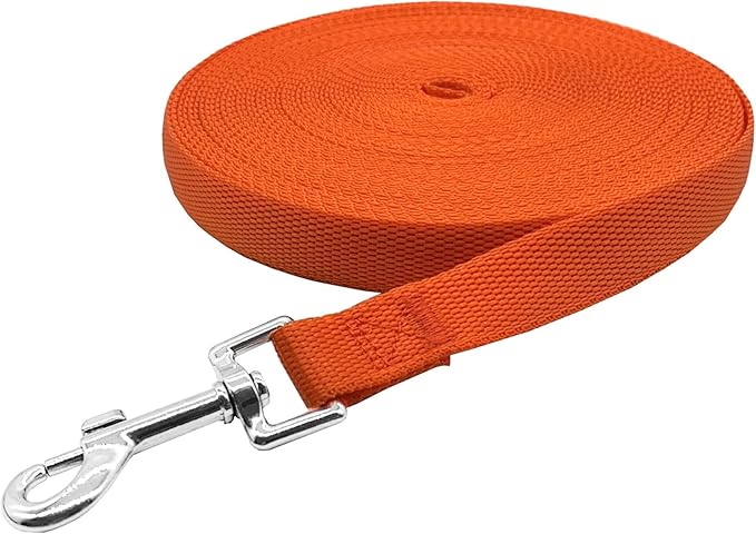 Nylon Training Dog Leash for Small Medium Large Dogs, 15ft 20ft 30ft 50ft Long Leash Dog/Puppy Lead for Obedience Recall Training, Camping (50ft, Orange)