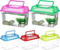 PRETYZOOM Portable Fish Tank Pet Box Small Plastic Aquarium with Handle Mini Handheld Fish Bowl 5.9 Inch for Home and Travel Use