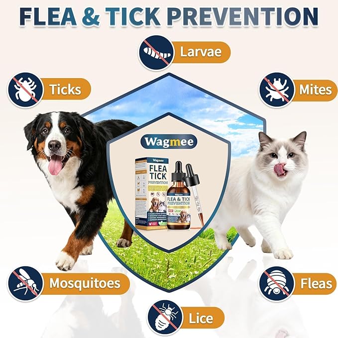 Flea and Tick Prevention for Cats and Dogs, Natural Flea & Tick Supplement with Probiotics Multivitamin, Flea Herbal Drops Supports Healthy Skin Coat & Digestion - All Breeds and Ages - Chicken
