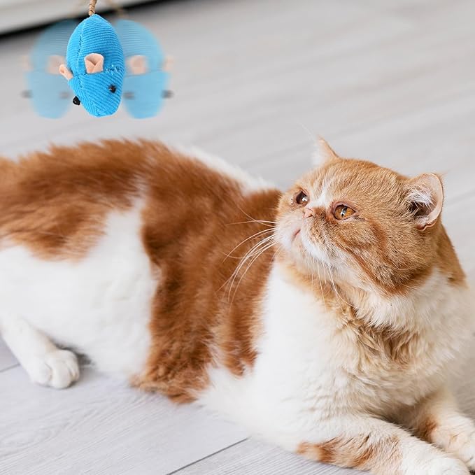MOZEAT LENS 8 Pack Interactive Cat Mice Toys - Plush Catnip Mouse Shaped Biting Toys for Indoor Cats - Realistic Design in 8 Colors