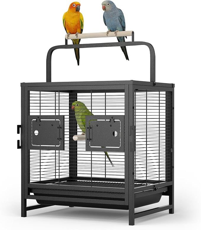 GarveeHome Bird Cage, 25in Parakeet Cage, Bird Travel Carrier for Parakeets, Canaries, Lovebirds, Small Quaker, Cockatiels, Budgie, Green Cheek
