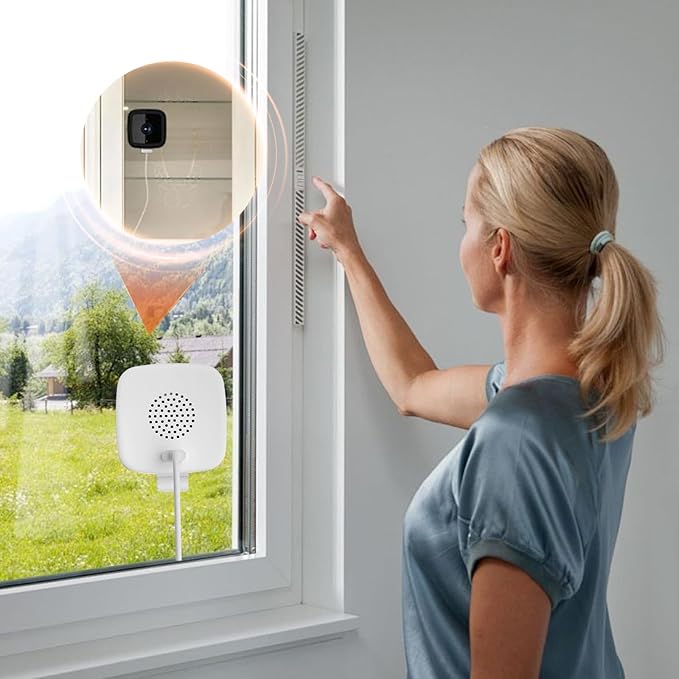 Smart 2K Window Security with Peel-and-Stick Installation, Bluetooth, AI Color Night Vision, 24/7 Continuous Recording for Home Security&Pet Monitoring&Driveway Surveillance (USB 64GB)