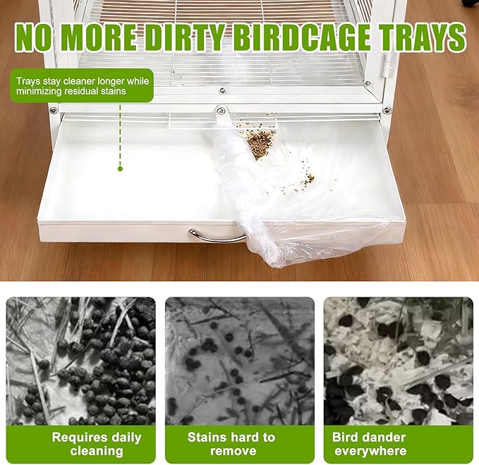 50 Pcs Disposable Bird Cage Liners, 26x18 Inch - Transparent PE Liners for Small & Medium Parakeet Cages, Fit Budgies, Cockatiels, Cockatoos, Easy-to-Clean Tray Accessories