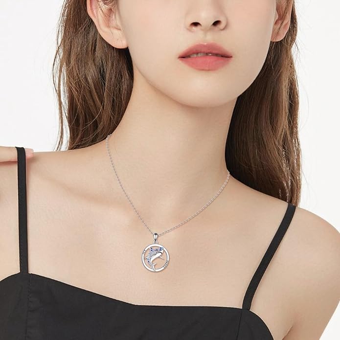 KZX Cat/Dog/Phoenix/Eagle/Whale/Shark/Puffin/Starfish/Chicken/Butterfly/Owl/Bee/Frog/Seahorse Necklace Sterling Silver Animal Pendant Jewelry Gift for Women