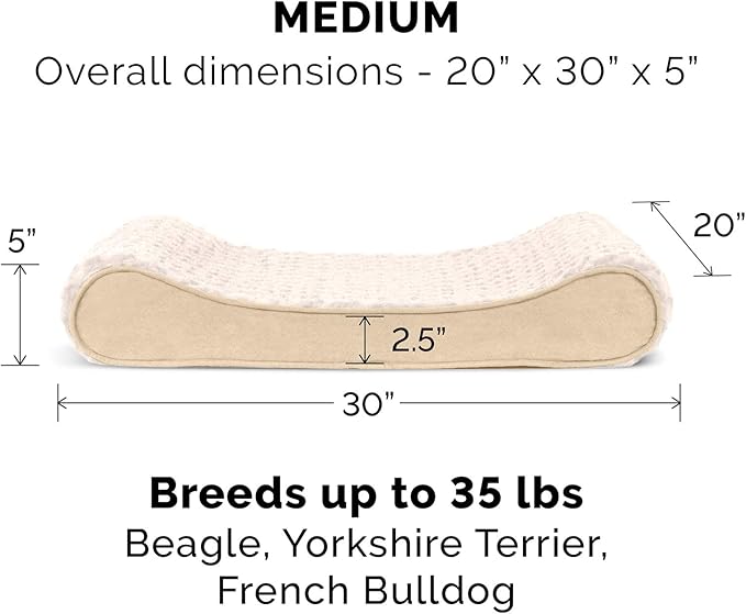 Furhaven Replacement Dog Bed Cover Ultra Plush Faux Fur & Suede Contour Luxe Lounger, Machine Washable - Cream, Medium