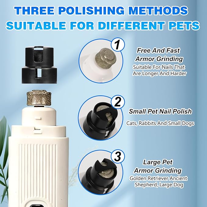 Cat Nail, Safe Cut Cat Nail Trimmer,Nail Trimmer,Silent Groom Pro Pet Nail Grinder,Two Adjustable with 360° Grinding Settings,Ultra Quiet Under 40db ＆ Powerful Enough for All Cats ＆Dogs (Black)