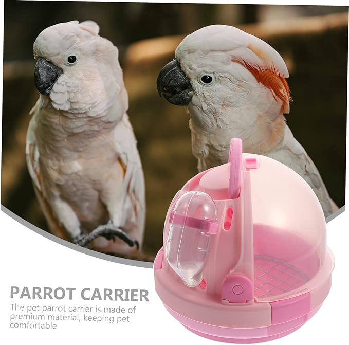 Kisangel 1set Portable Handheld Bird Carrier Transparent Design Detachable Base Vented for Air Circulation for Parrots Birds and Animals Capsule Galvanized Mesh Pad