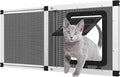 Ventilated Pet Door for Window, Fits 28.5"-32" Width Window, 2-Min Install | Aluminum Frame + Stainless Steel Mesh | Breathable Bug-Proof | Magnetic Closure Window Cat Door, Cat Door for Window Insert
