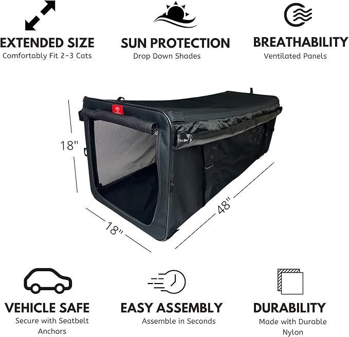 One for Pets The Indoor/Outdoor Cat Enclosure, Cat Playpen - 48" x 18" x 18" (Black)