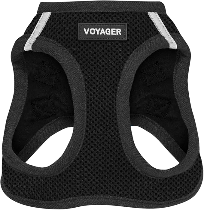 Best Pet Supplies Voyager Step-in Air Harness - All Weather Mesh, Reflective, No Pull Harness for Dogs, Cats - Secure with Hook & Loop Fastener, Buckle, Double D-Rings - Black, L