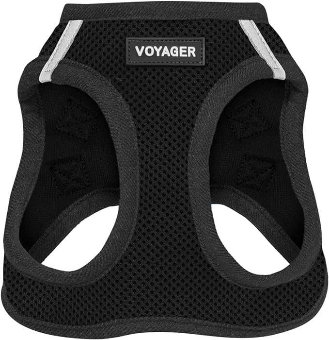 Best Pet Supplies Voyager Step-in Air Harness - All Weather Mesh, Reflective, No Pull Harness for Dogs, Cats - Secure with Hook & Loop Fastener, Buckle, Double D-Rings - Black, M