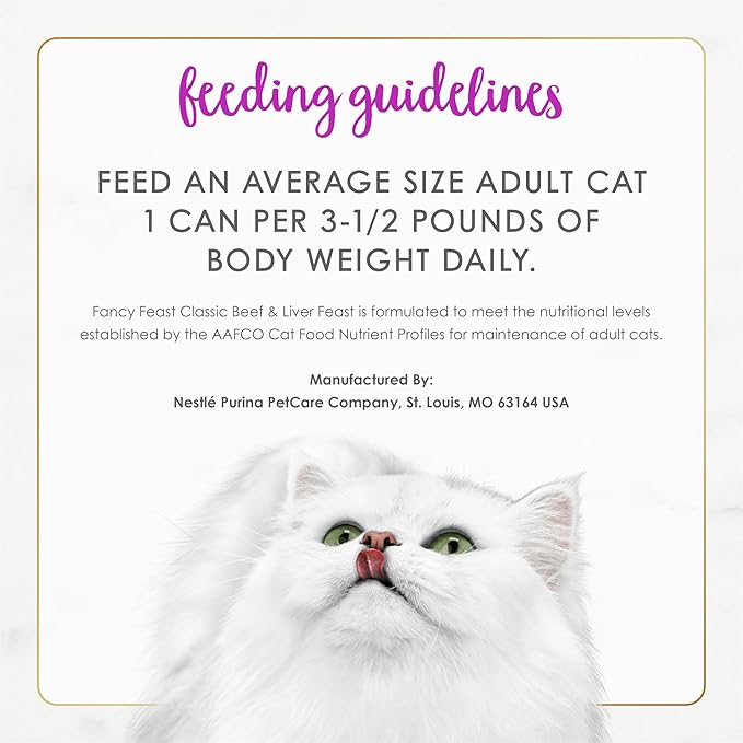 Purina Fancy Feast Tender Beef and Liver Feast Classic Grain Free Wet Cat Food Pate - (Pack of 24) 3 oz. Cans
