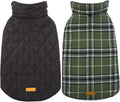 Kuoser Warm Dog Coat, Waterproof Dog Jacket for Extra Large Dogs, Adjustable Durable XXL Doggie Winter Coat Reversible Puppy Cold Weather Apparel from Small to Large Breed, Green XXL
