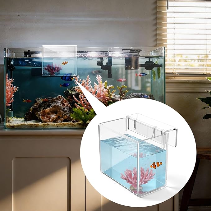 Acrylic Hatchery Incubator Tank for Fish & Corals, Hanging Acclimation Box for Saltwater & Freshwater Aquariums, Aquarium Fish Breeding Box for Small Fish Shrimp Turtle and Betta as Decoration