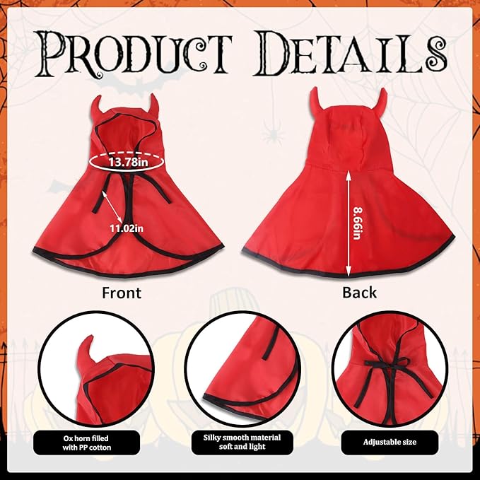 Halloween Pet Costumes Halloween Vampire Costume Cape Accessories Red Cat Wizard Cloak Puppy Witch Collar Cape Halloween Cosplay Clothes Apparel for Cats Small Dogs