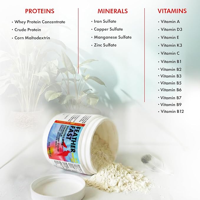 Morning Bird Feather Fast 2 Oz – Daily Multi-Vitamin for Growth & Molting Support – Promotes Healthy Feather Strength & Full Plumage – Supplement for All Adult Birds