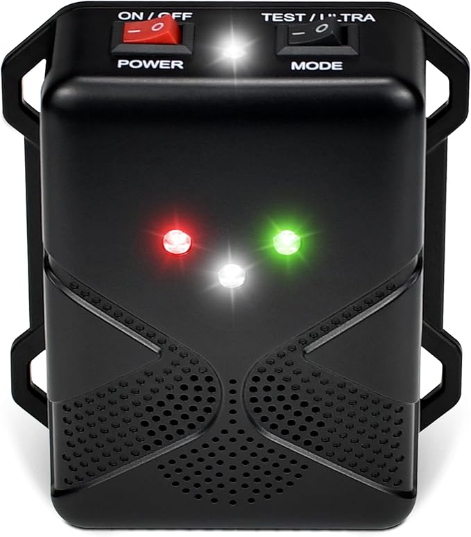 Ultrasonic Rodent Repellent for Car Engine – Battery Powered Under Hood Mouse Repeller with Flashing Strobe Light, Keeps Rats and Mice Away from Vehicle, Automobile, Truck, Garage, Attic, Barn, Shed