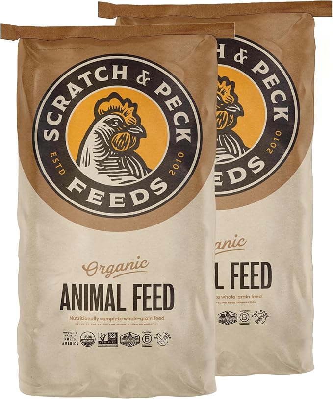 Scratch and Peck Feeds 3 Grain Scratch Chicken and Duck Supplemental Grain - Corn-Free and Soy-Free - 9.8% Protein, Certified Organic and Non-GMO Project Verified Chicken Food - 50 lbs Bag