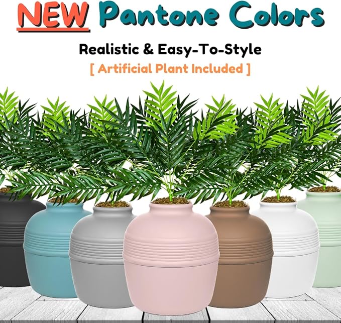 Good Pet Stuff Hidden Litter Box Planter, Decorative Cat Litter Enclosure with Carbon Filter, Artificial Plant, Easy Clean, Removable Liner, Round Style, Essentials Kit, Blush Pink