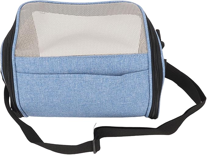 Transparent Bird Carrier Bag, Portable Lightweight Parrot Travel Cage for Cockatiels Parakeets, Breathable Backpack with Side Pockets and Rattan Weave for Small Birds (Blue)