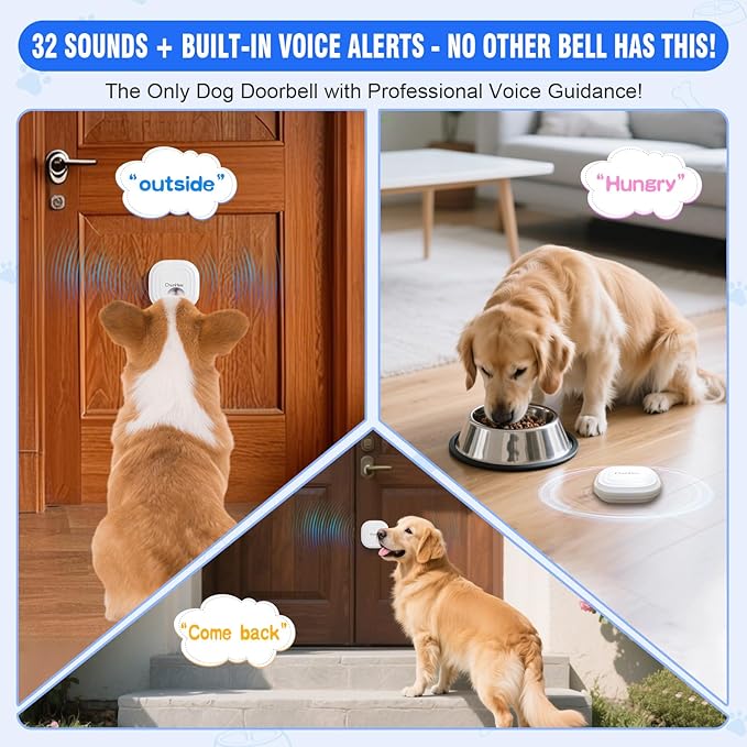 ChunHee Dog Door Bell for Potty Training – Smart Wireless Dog Bell to Go Outside – No Battery Needed, 11N Press Force, Perfect for Medium & Large Breeds – Wireless Pet Communicatio