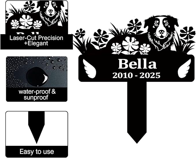 Pet Grave Markers Dog,Metal Pet Headstone for Lost Dog Sympathy Gift,Waterproof Dog Grave Markers for Garden or Indoor,Dog Tombstone Garden Memorial Graves (Dog)