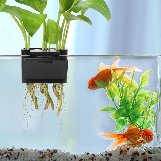 3 Holes Upgraded Aquatic Plant Cup Aquarium Plant Holder for Tank,Aquascape Accessories Decorations- Black 4 Pcs
