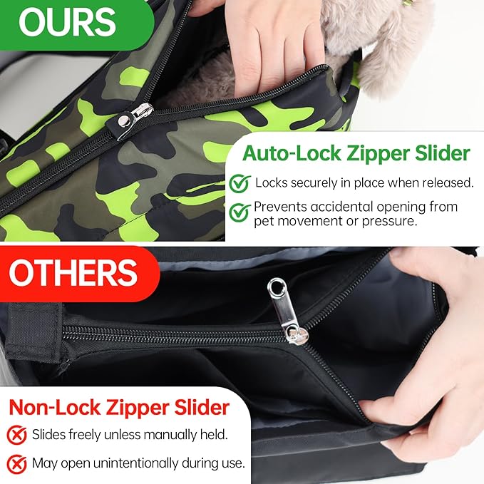 Premium 10mm Padded Dog Purse Carrier for Large Dog, Pet Tote Bag Shoulder Carrying Purse for Dog/Cat Below 7kg/15.5lbs - Camouflage Green