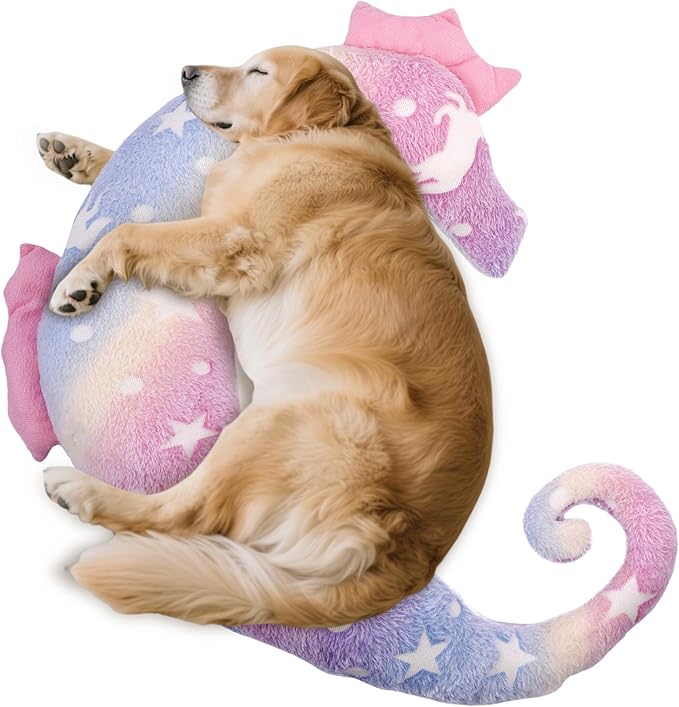 Dog Calming Pillow - Cute Soft Animal Pillow for Dogs, Cats, Kids, Adults, Washable Cozy Relaxing Pet Bed Pillow, Glow in The Dark Dog Neck Pillow (Pink, Large)