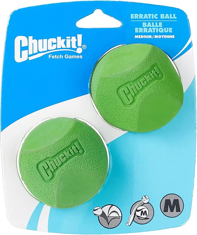 Chuckit! Dog Fetch Toy ERRATIC BALL Unpredictable Bounce Fits Launcher MED 4Ball