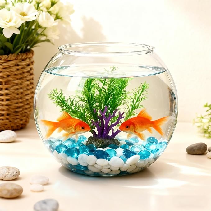 Fish Bowl - Clear Shatter-Resistant Aquarium Container for Stylish Display, Sturdy Acrylic Material with Wide Opening, Decorative Bowl for Table Centerpiece Party Decorations Home Event or Indoor Use