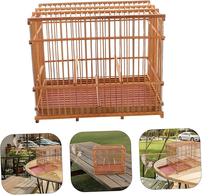POPETPOP Lightweight Bird Carrier Portable Woven Cage for Small Birds Travel Accessory Sustainable Design for Budgies Parakeets and Finches