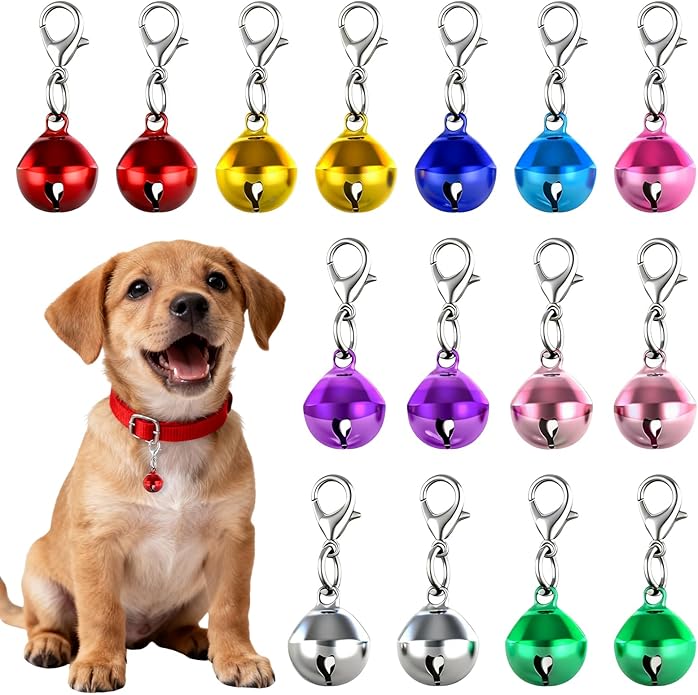 15 Pcs Cat Bell, Colorful Bells for Dog Cat Collar, Small Dog Bell Pet Bells with Keychain for Collar Cats Puppy Pets Charms Decorations