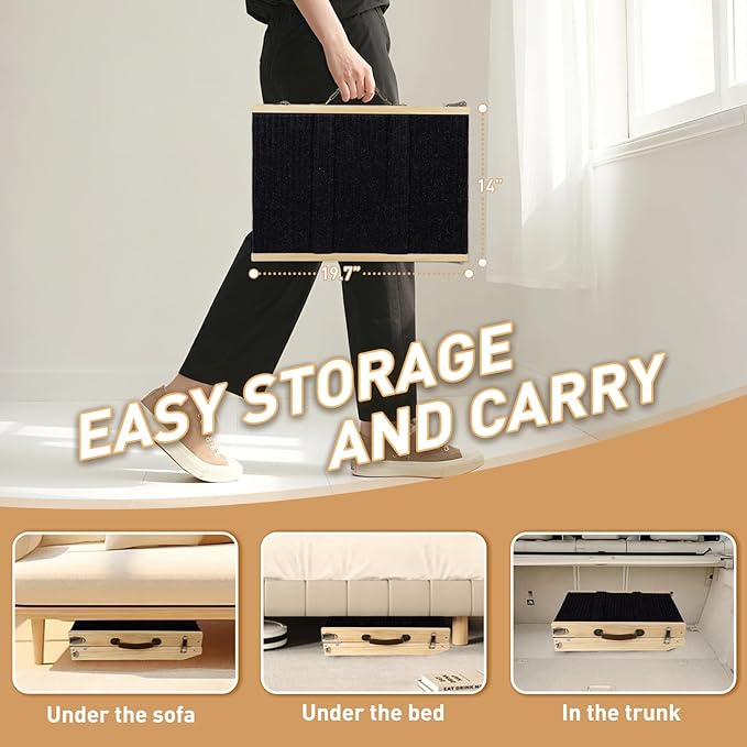 2026 Upgraded Dog Ramp for Bed - Foldable Small Large Dog Ramp for Couch - 6 Adjustable Height from 13" to 24" - Portable Pet Stairs with Non-Slip Pad - Pet Ramps Use for Bed Couch Car Up to 120LBS