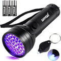 51 LED UV Black Light Flashlight, 395nm Portable Ultraviolet Pet Urine Detector for Dog Cat Stains, Bed Bugs, Scorpions, Resin Curing, Keychain Flashlight & Battery Included