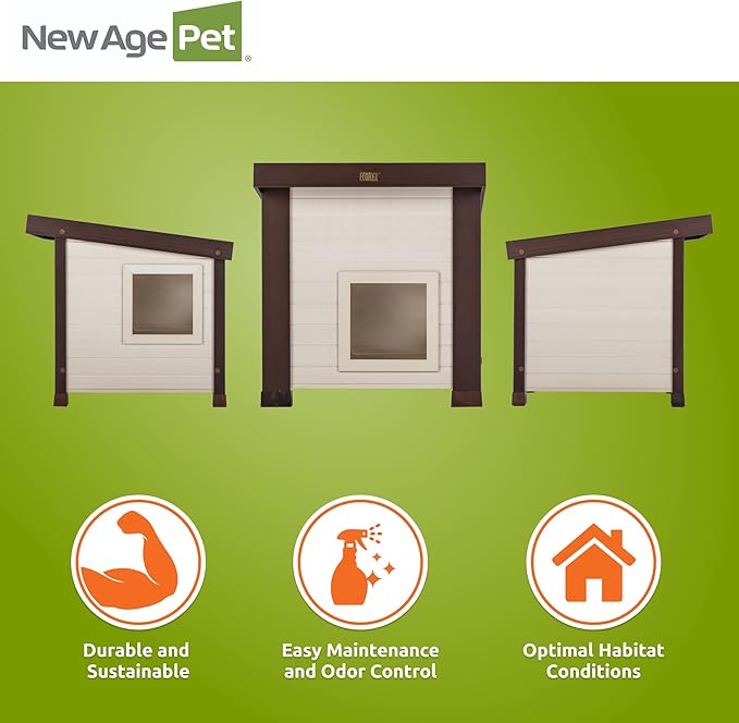 New Age Pet ECOFLEX Albany Outdoor Cat House, Weather‑Resistant, Dual Door Flaps, 21" W x 20" H