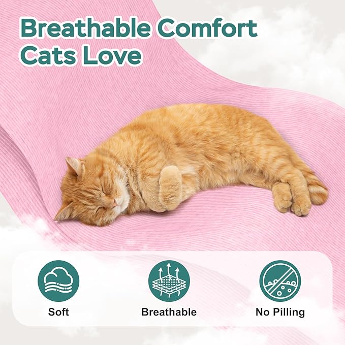 Self-Adhesive Cat Grooming Wrap, Cozy Cat Wrap for Cutting Nails, Breathable Anti-Scratch Cats Swaddle Bag for Brushing, Ear Cleaning, Dental Care, Medication, Injections,Pink L