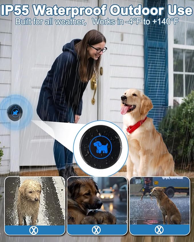 Dog Door Bell(2026 Enhanced Touch), Wireless Dog Doorbells for Potty Training – Dog Bells to Go Outside, 1000Feet Range, Waterproof Button, 55 Melodies & 5 Notification Modes (2 Receivers+2Buttons)
