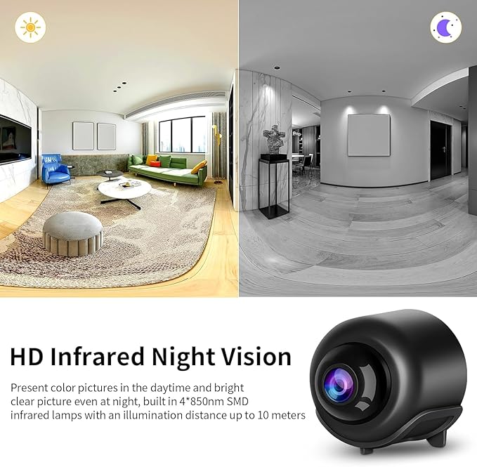 VSTARCAM Tiny WiFi Camera for Home Security 1Pcs, 3MP Portable HD Night Vision Motion Detection Remote Surveillance 120° Wide Angle Camera, Baby Monitor Small Motion Activated Use with Wire