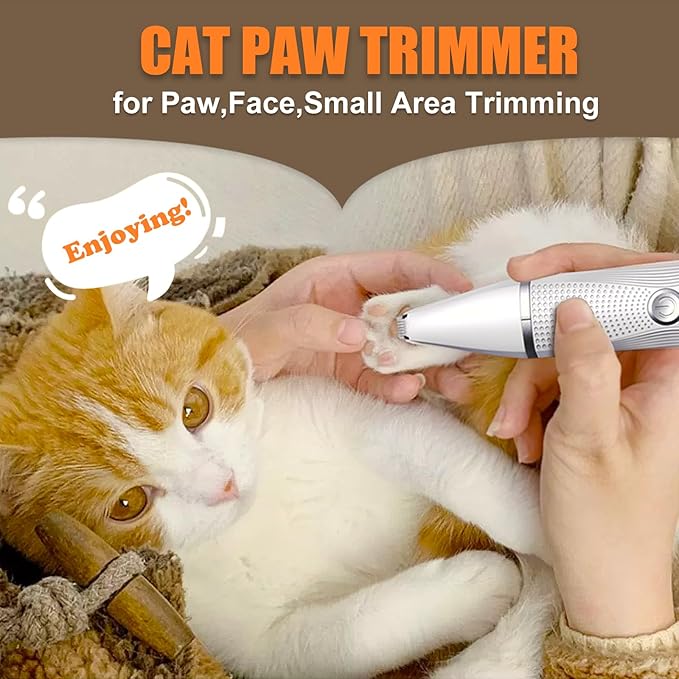 Cat Grooming Clippers Kit with Paw Trimmer, 3 in 1 Electric Pet Hair Trimmer Supplies for Thick Matted Hair, Heavy Coat Butt Shaver Cat Razor Fur Trimmer for Dogs at Home (White)