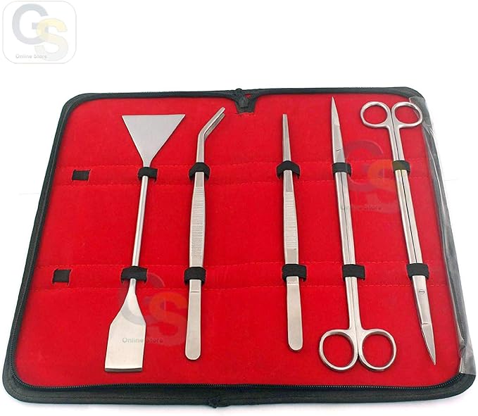 Stainless Steel Aquarium Fish Tank Plant AQUASCAPE Scissors Spatula Tweezers Tool Set (5 Tool Combo) By G.S ONLINE STORE