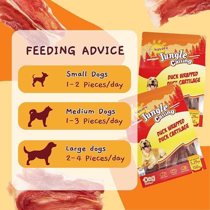 Jungle Calling Duck Wrapped Bones Dog Treats, Made with Real Meat & Cartilage, Rawhide Free Dogs Snacks,Healthy, Easily Digestible, and High Protein Chews Bone Treat, About 21 Count