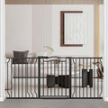 Fairy Baby 62.5"-71.6" Extra Wide Baby Gate Pressure Mount, Long Large Dog Gate Indoor Doorways Stairs, No Drill Safety Child Gate for Kids with Double Lock, Walk Thru Pet Gate for Puppy Doggy, Black