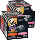 Sheba Perfect Portions Wet Cat Food Pate, Chicken Entree and with Sustainable Salmon Entree, Cat Food Wet Recipe Variety Pack, 2.6 oz. Twin-Pack Trays (6 Count, 12 Servings) (Pack of 2)