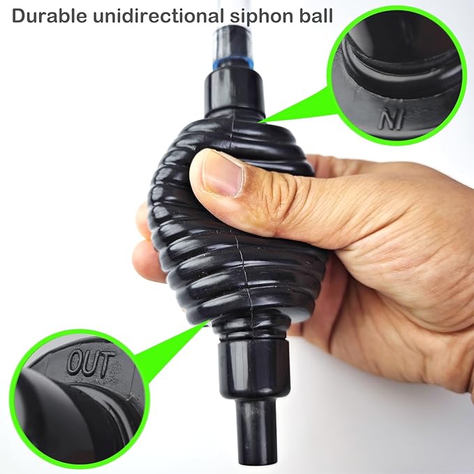 6ft Aquarium Siphon Vacuum Cleaner, Hand Siphon Pump Water Changer for Fish Tank Cleaning Gravel & Sand