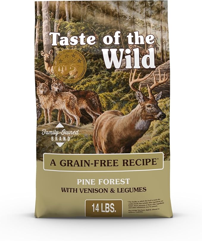 Taste of the Wild Grain Free High Protein Real Meat Recipe Pine Forest Premium Dry Dog Food, Venison, 14 pounds